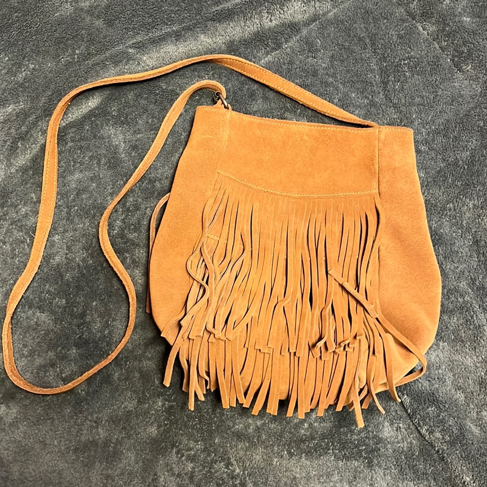 Dolce Vita Genuine Suede Fringe Bucket Bag